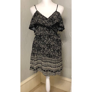 Black Floral Patterned Cold Shoulder Boho Sundress